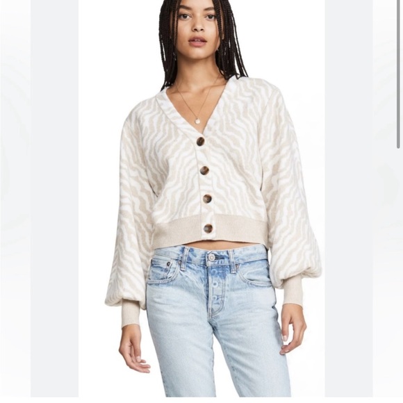 Ulla Johnson | Cici Wool Zebra Balloon Sleeve Cardigan - Picture 4 of 15